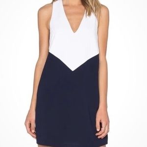 Alice + Olivia Maya Navy Blue and White Cocktail Dress